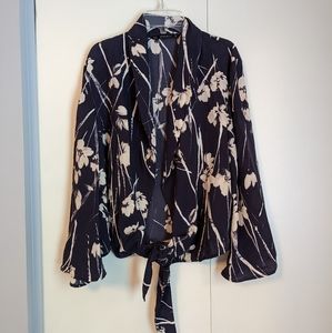 Zara Basic Collection Floral Blazer with Tie Waist - US S
